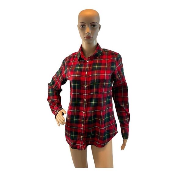 Uniqlo Tops - Uniqlo Women’s Red Soft Flannel Button-up Shirt  Long Sleeve Size Medium